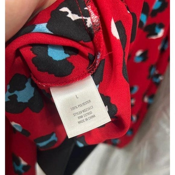 Red blouse wrap top tunic tee cheetah print - Picture 5 of 8